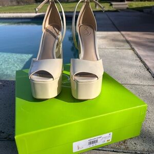Sam Edelman Kori Ivory Peep-Toe Platform Heels